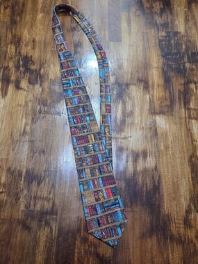 Eagles Wings Pastor's Bookshelf Silk Tie Brown & Blue Like New
